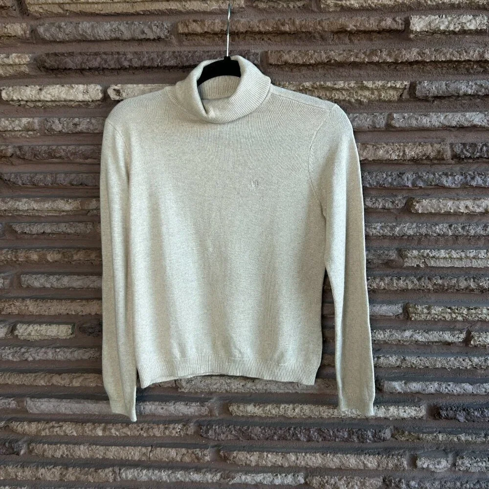 Lauren Ralph Lauren Tan Silk Cashmere Blend Turtleneck Sweater Size Small